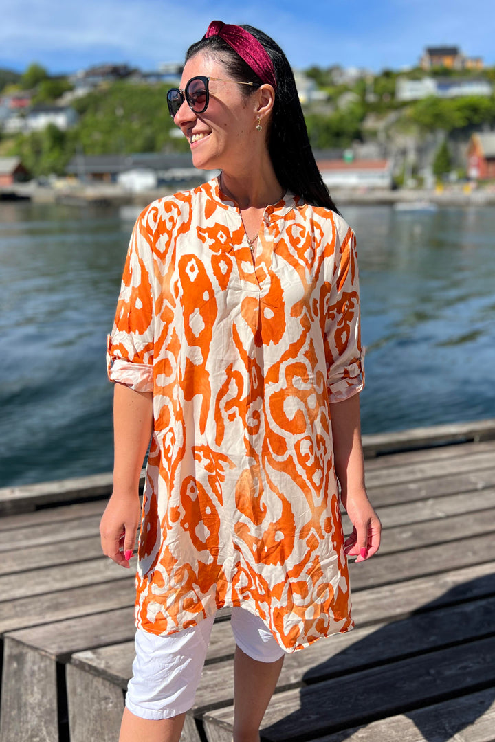 Made In Italy Fiona Lang Bluse Oransje