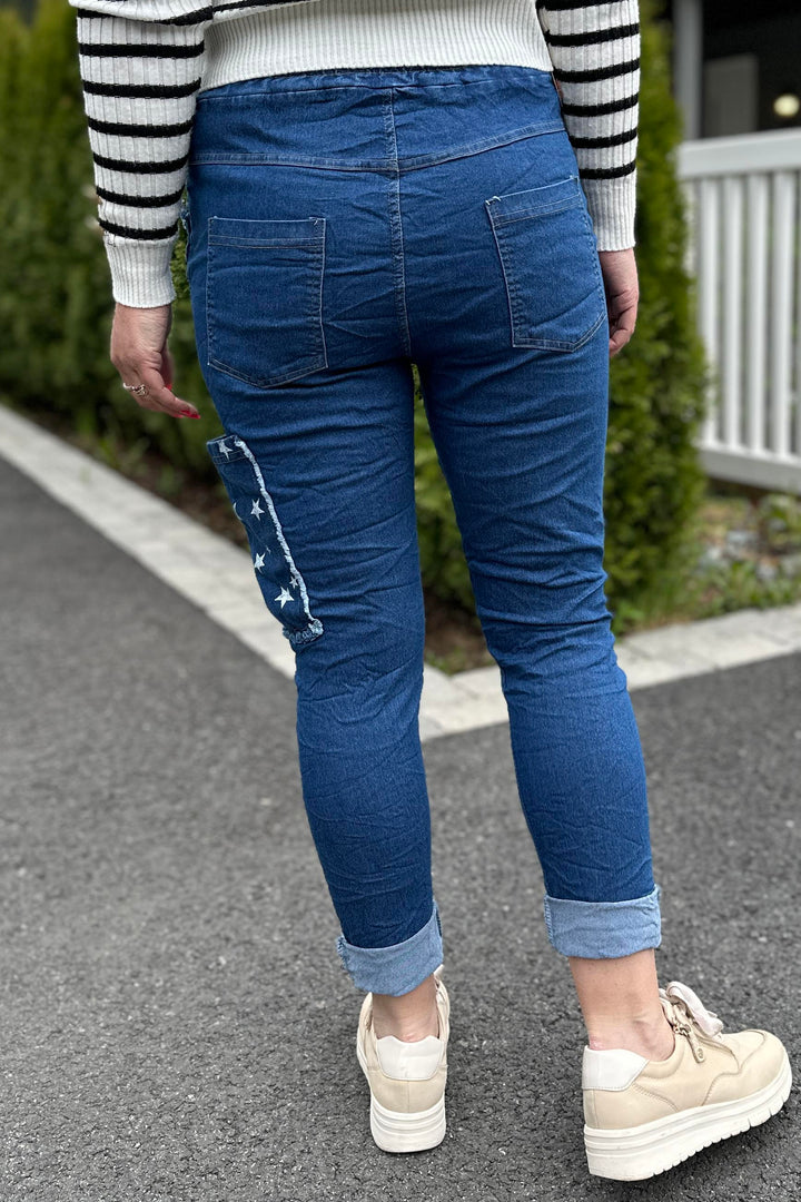 Made In Italy Nadja Baggy Stretchbukse Jeans Mørkeblå