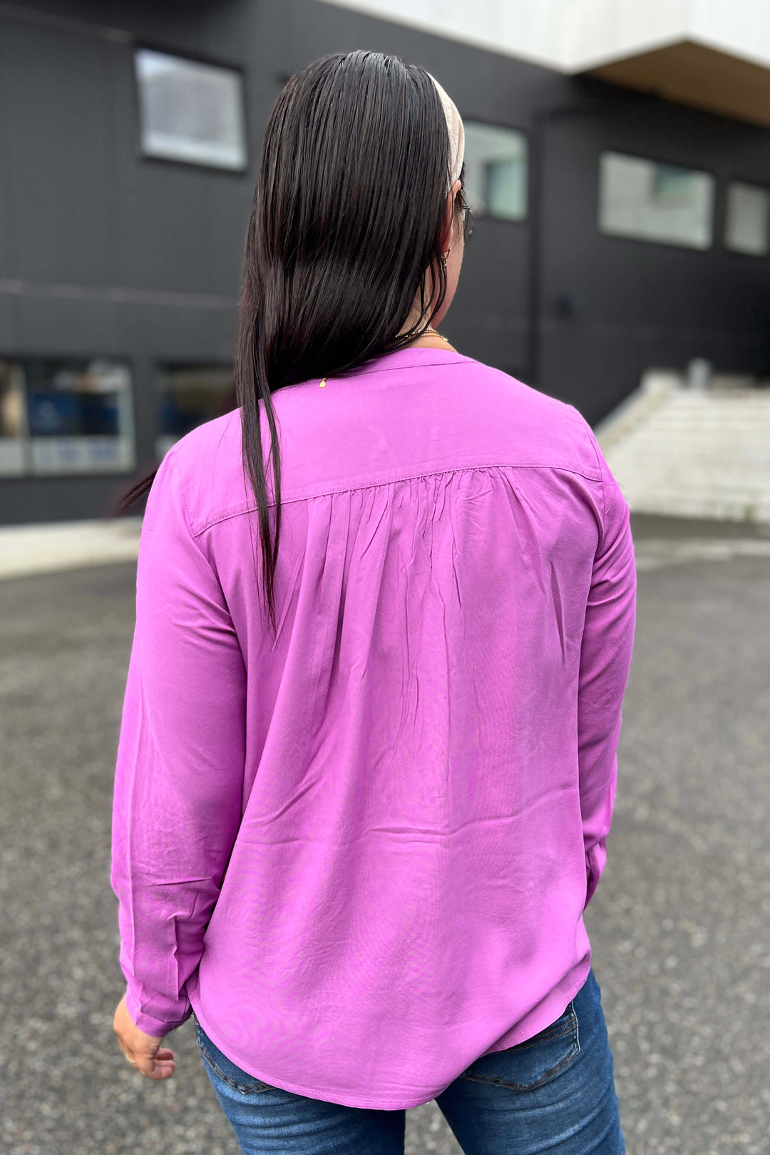 Purple Dysvik Clothing Street Solid One – Bamika Bluse