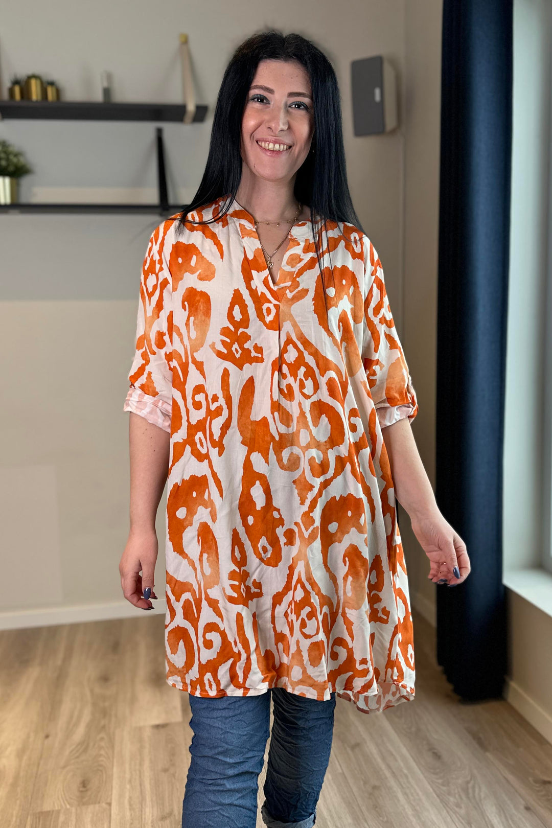 Made In Italy Fiona Lang Bluse Oransje