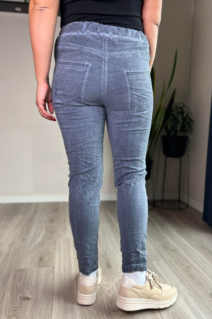 Made In Italy Anne Velour Stretchbukse Jeans Blå