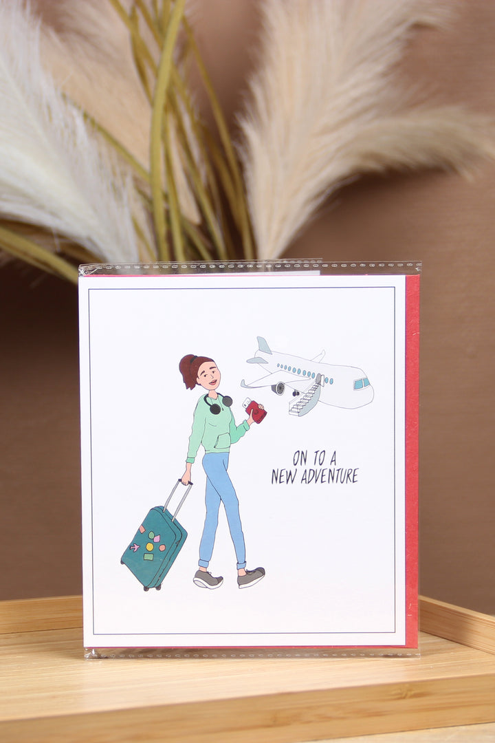 The Gift Label Kort Greeting Card - On To A New Adventure