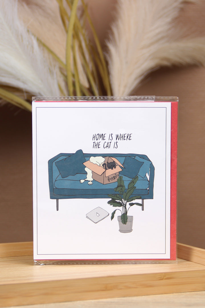 The Gift Label Kort Greeting Card - Home Is Where The Cat Is