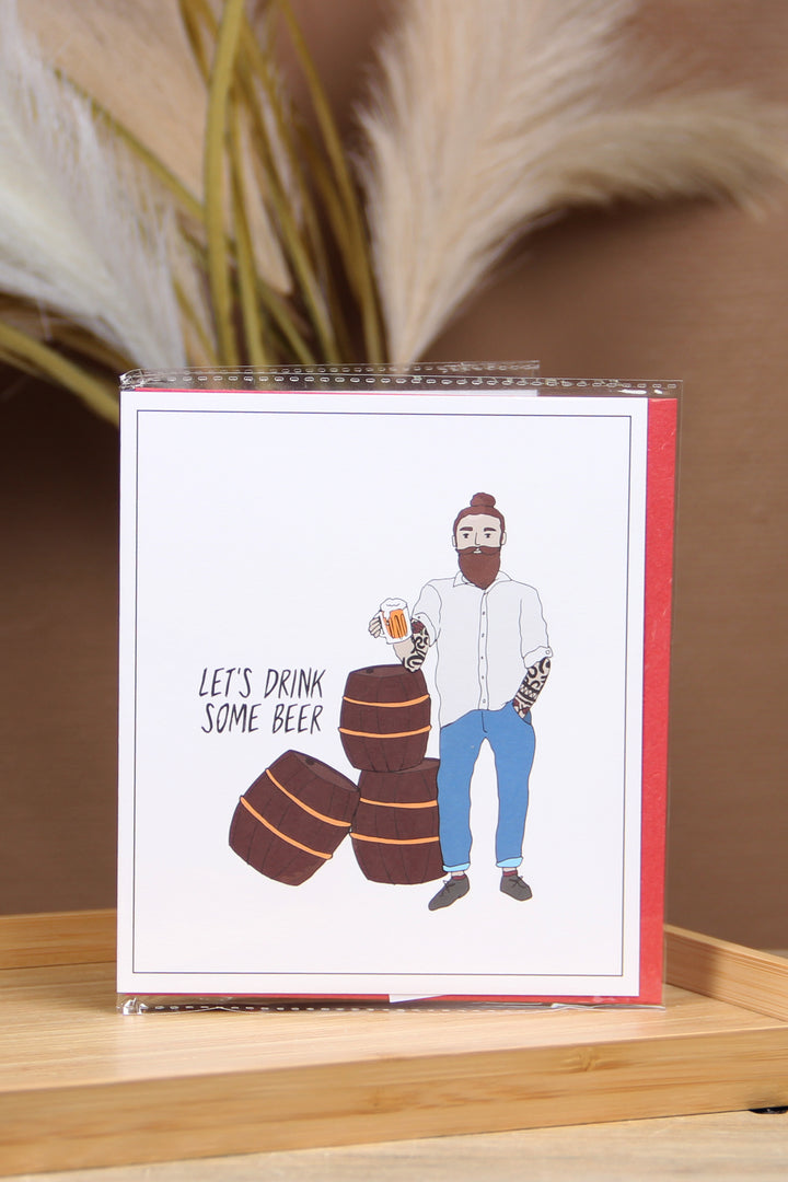 The Gift Label Kort Greeting Card - Let's Drink Some Beer